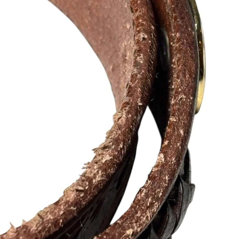 Brown Leather Western Belt with Silver Gold Conchos 26